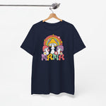 Oversized navy T-shirt met regenboog-paddenstoelprint aan de voorkant