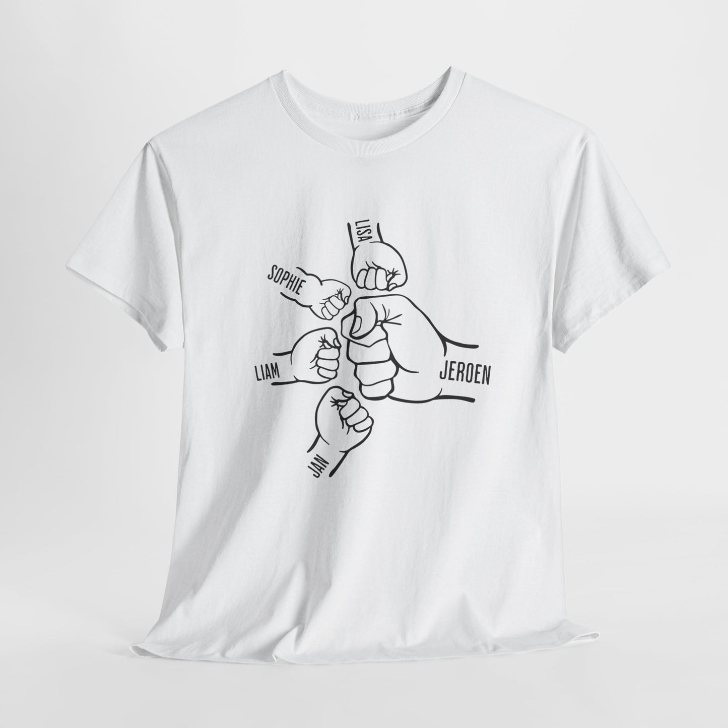 Gepersonaliseerde Vaderdag Papa Cadeau - T-shirt - Fist Bump Papa met namen