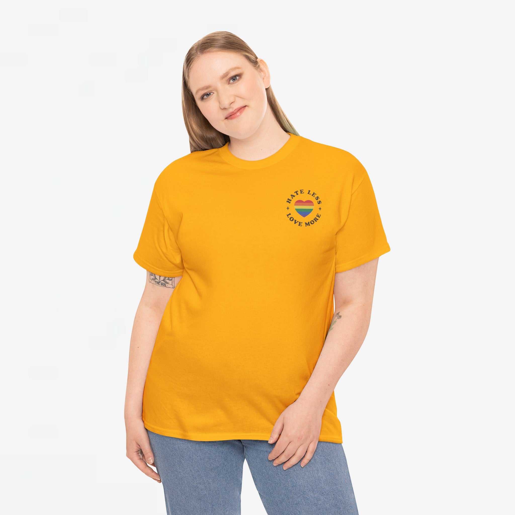 Gay Pride T-shirt - Hate Less Love More - Back Print - Oversized #13