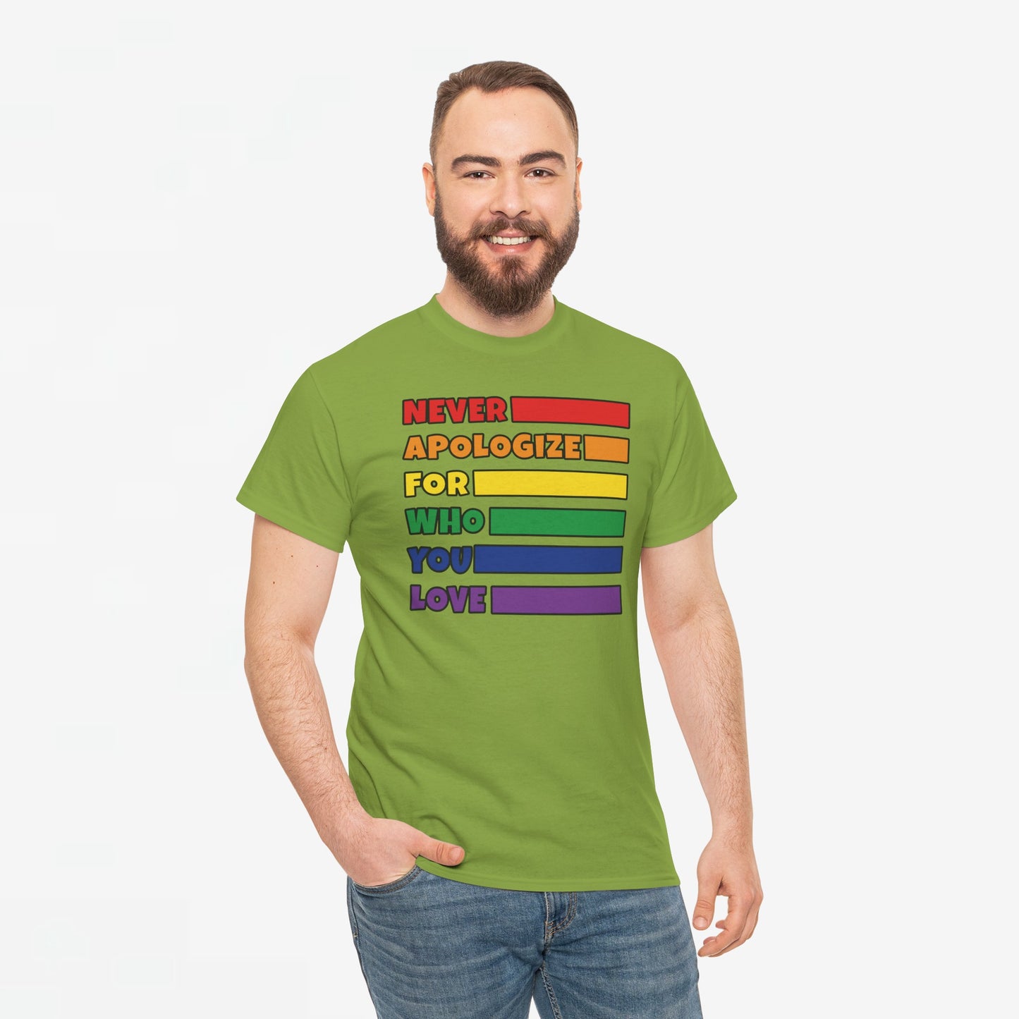 Gay Pride T-shirt - Never Apologize For Who You Love - Oversized #16