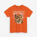 Oranje T-shirt met 'QUEEN' tekst en leeuwenkop op de borst