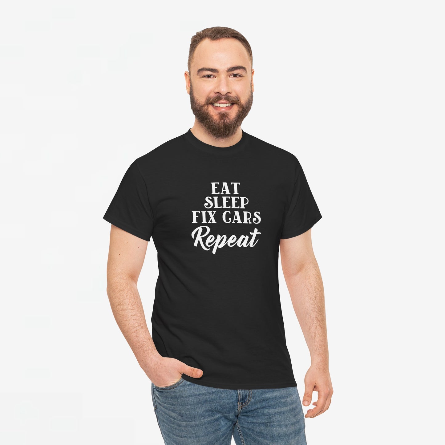 Vaderdag Papa Cadeau - T-shirt - Eat Sleep Fix Cars Repeat - Oversized #58