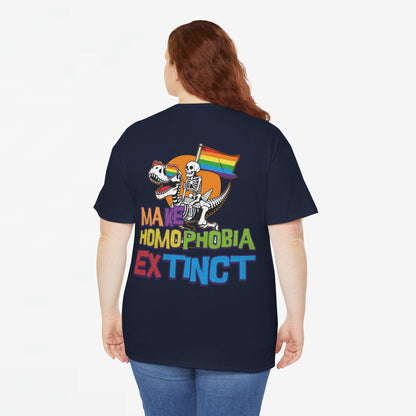 Gay Pride T-shirt -  Make Homophobia Extinct - Back Print - Oversized Tee