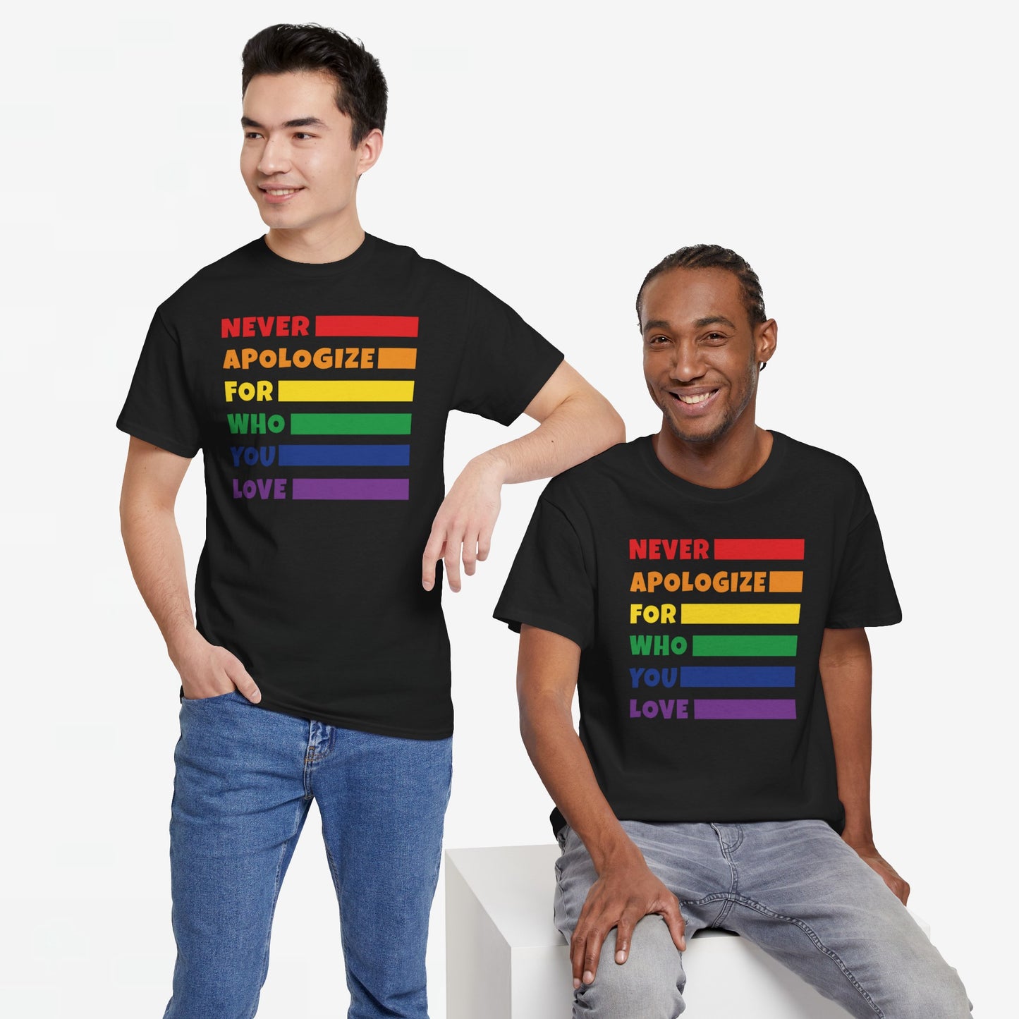 Gay Pride T-shirt - Never Apologize For Who You Love - Oversized #15