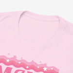 Lichtroze T-shirt met ronde hals en deel van roze “MAMA”-print