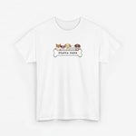 Wit T-shirt met ronde hals en opdruk van honden en tekst “HONDEN MAMA”