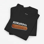 Zwarte oversized T-shirt met frikandel-frontprint en ronde hals.