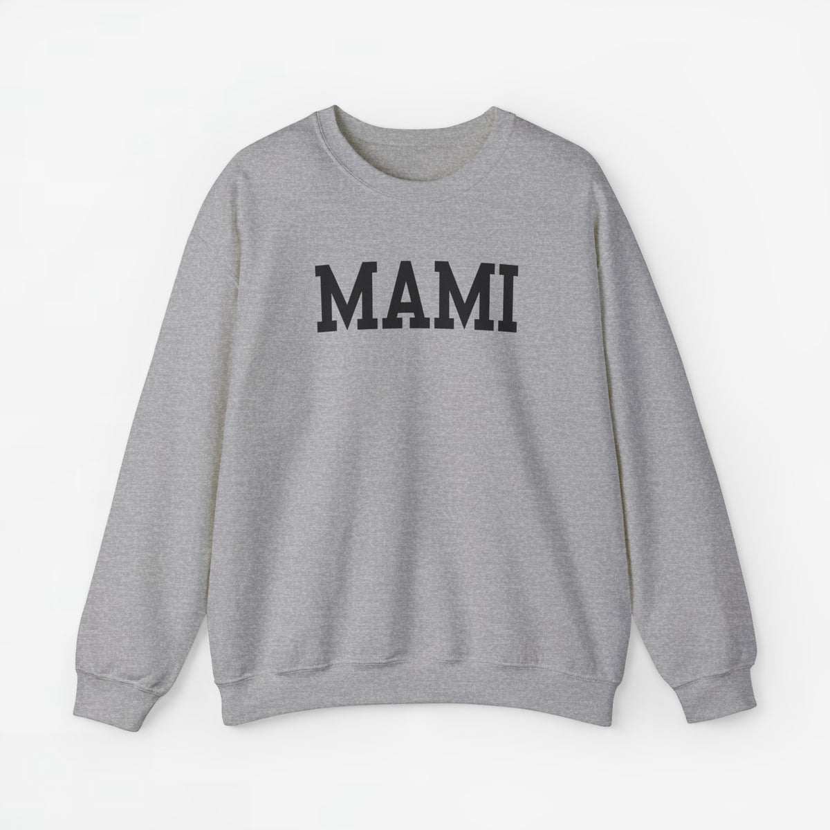 Lichtgrijze sweater met 'MAMI' op de borst