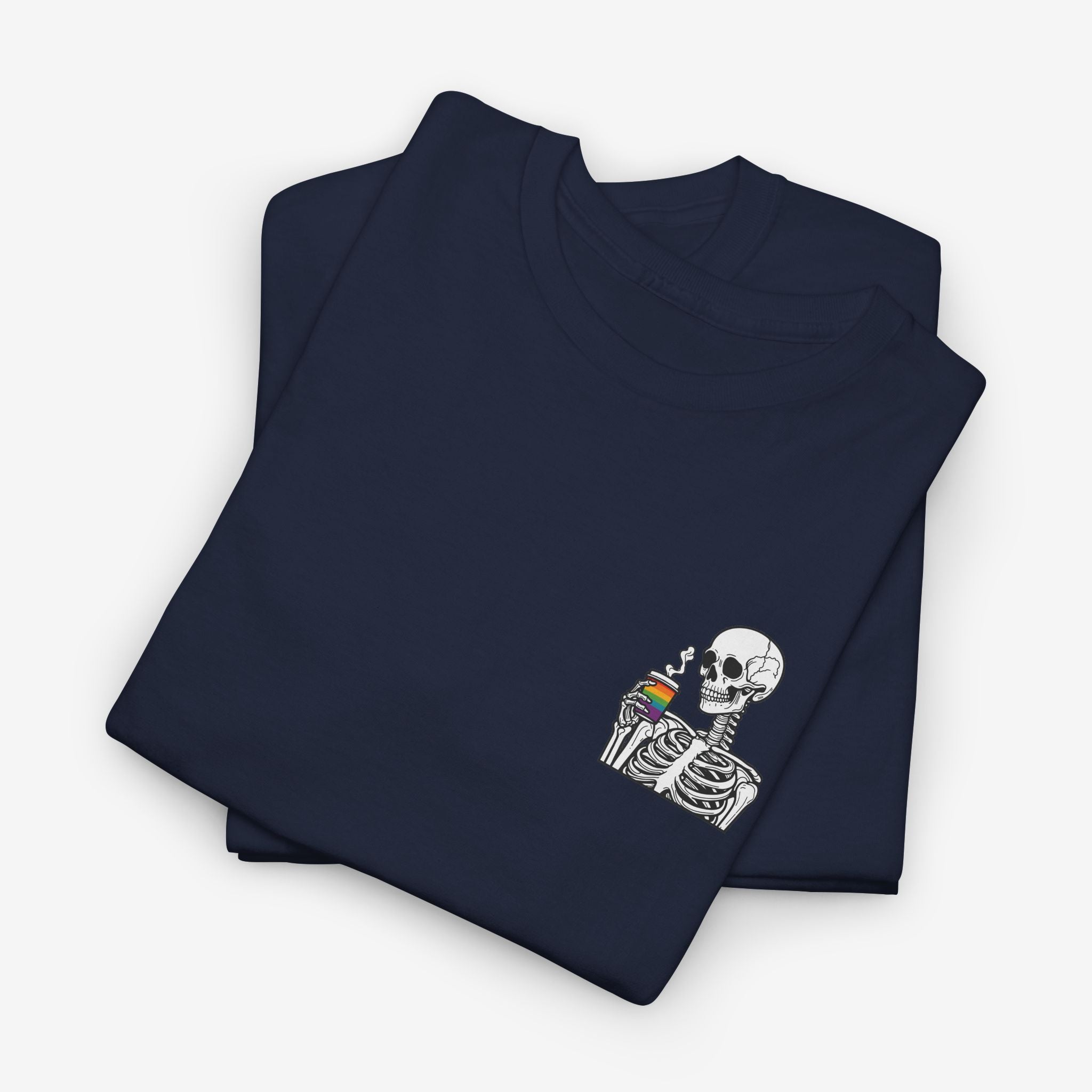 Gay Pride T-shirt - Skelet Regenboog Koffie | SkrrtShirt