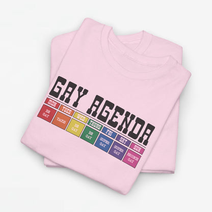 Gay Pride T-shirt - Gay Agenda (zwarte tekst) - Oversized #18