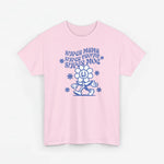 Roze oversized t-shirt met ronde hals en blauwe ‘Super Mama’ print met sterretjes