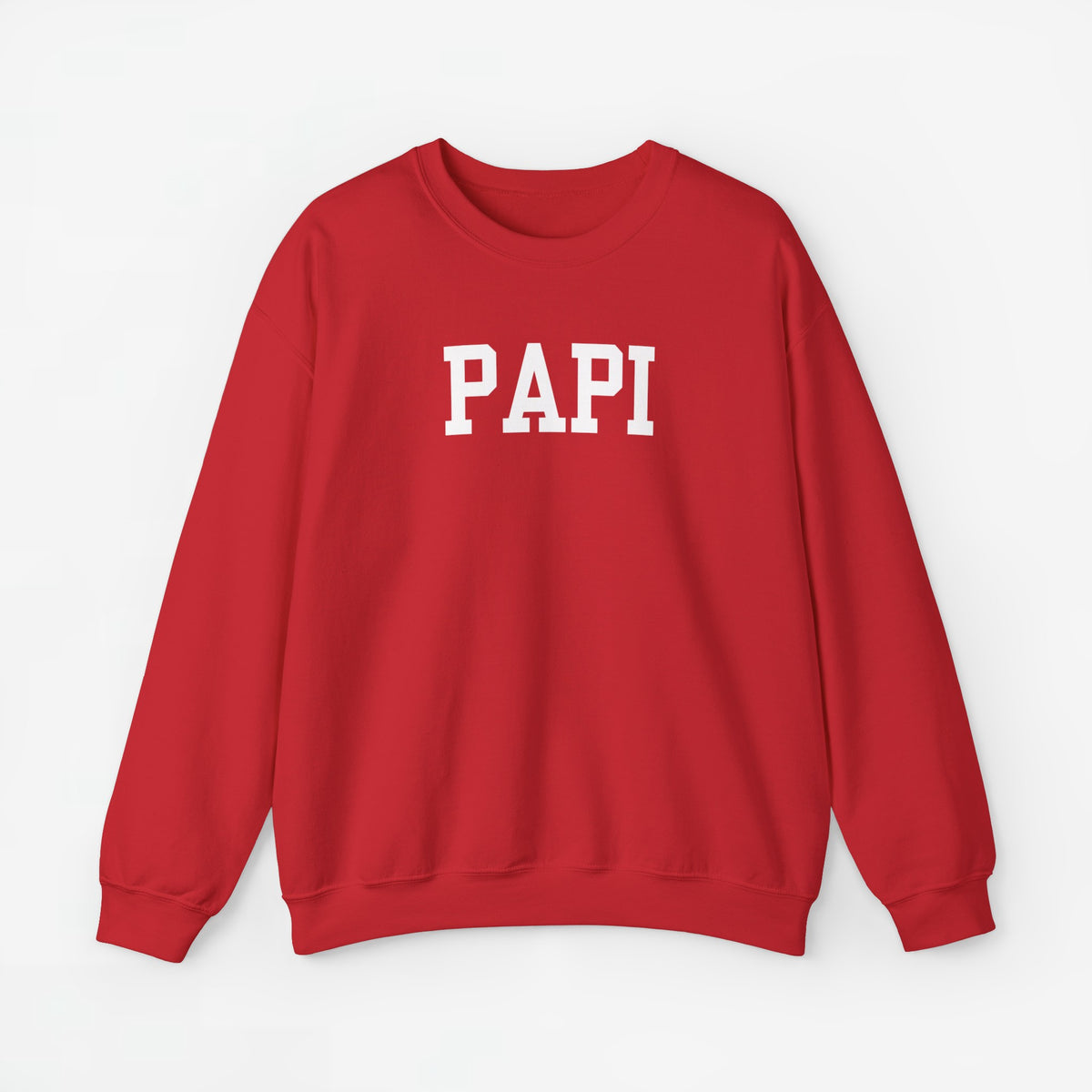 Rode sweater met 'PAPI' op de borst