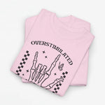 Oversized T-shirt lichtroze met zwarte illustratie en tekst op de borst