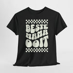 Zwart oversized t-shirt met ronde hals en grote witte 'Beste mama ooit' print