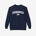 Groningen trui met ronde hals, lange mouwen en frontprint met NL-badge, navy