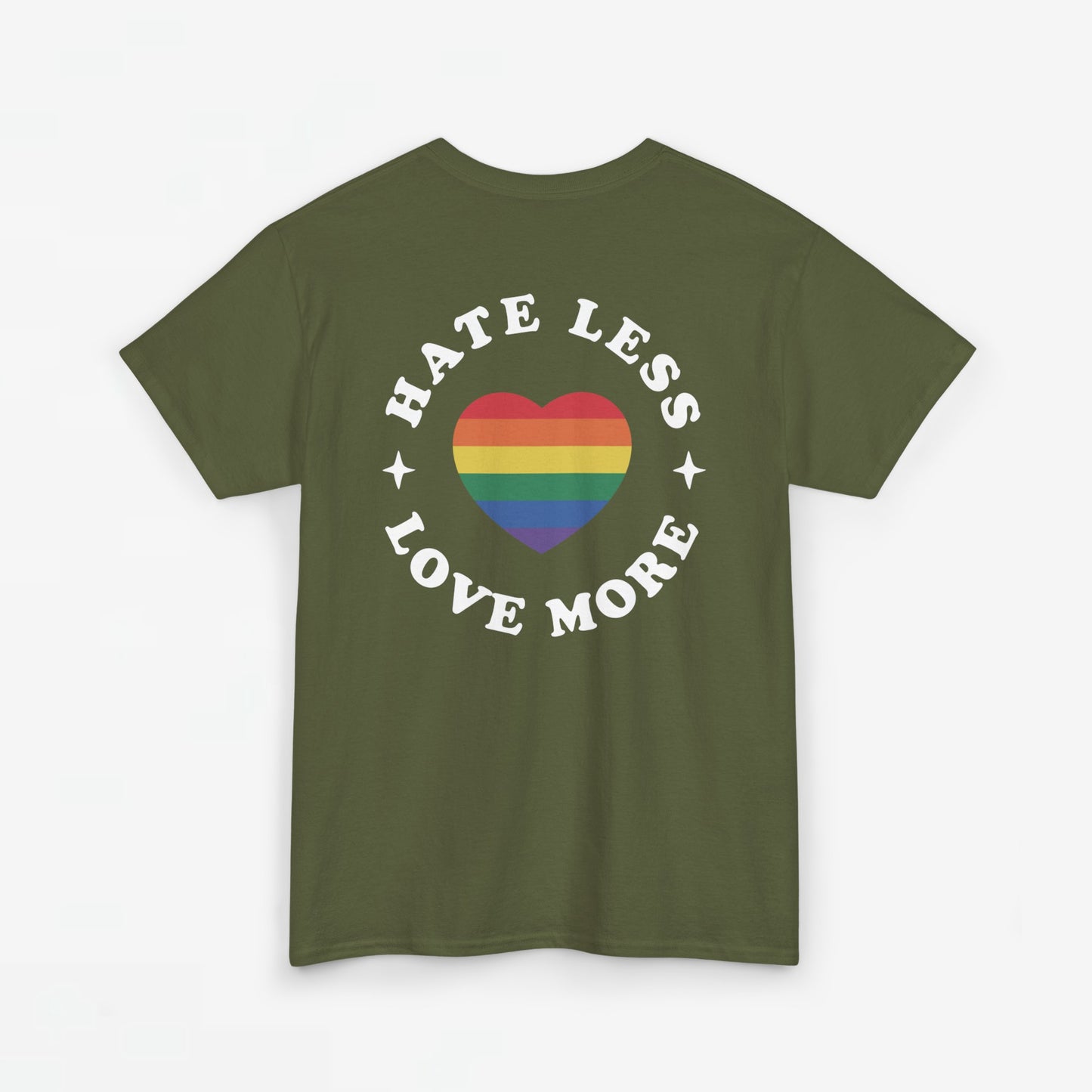 Gay Pride T-shirt - Hate Less Love More - Back Print - Oversized #14