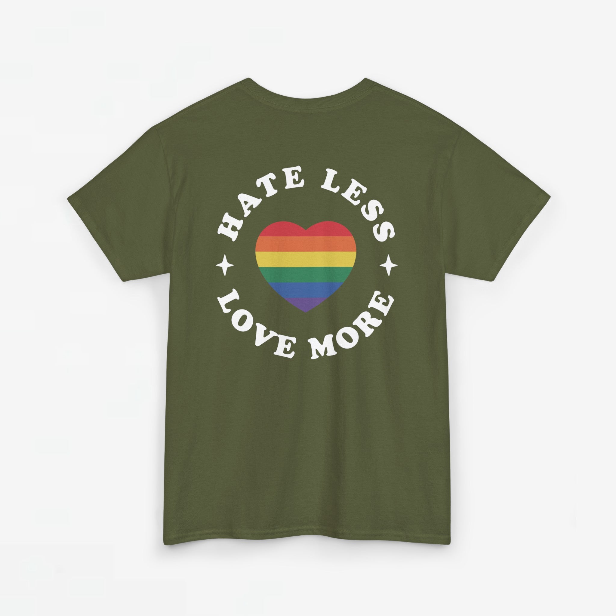 Gay Pride T-shirt - Hate Less Love More - Back Print - Oversized #14
