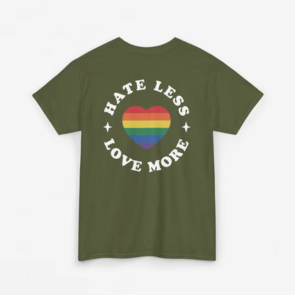 Gay Pride T-shirt - Hate Less Love More - Back Print - Oversized #14