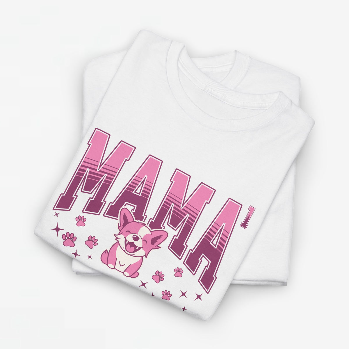 Oversized T-shirt wit met roze “MAMA” print en illustratie van een schattig beertje/katje