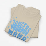 Zandkleurig oversized jongens-T-shirt met opdruk 'JONGENS MAMA' en sterren