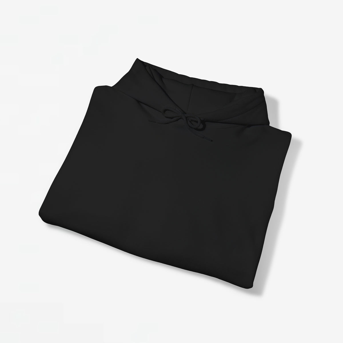 Zwarte hoodie platgevouwen met capuchon en strikje bij de hals