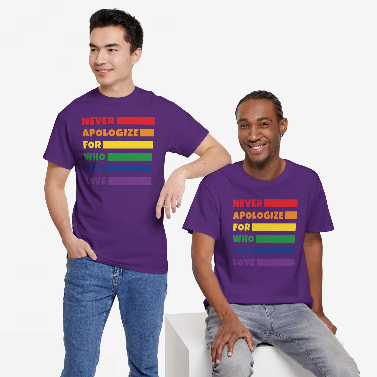 Gay Pride T-shirt - Never Apologize For Who You Love - Oversized #15