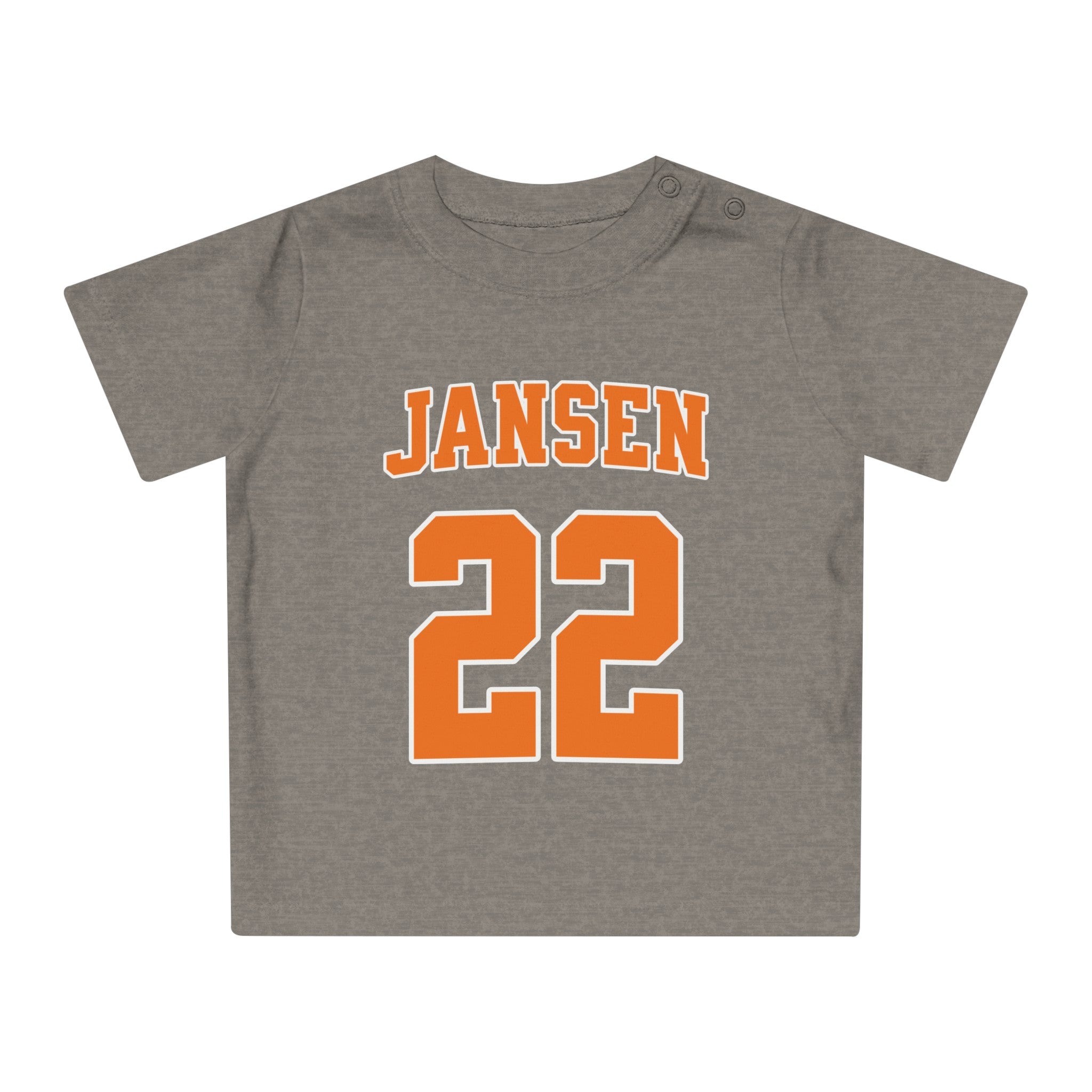 Baby T-shirt voor EK, WK en Koningsdag - Personaliseer met Naam & Rugnummer (Voorkant)