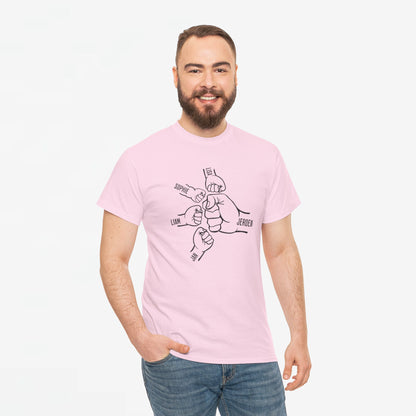 Gepersonaliseerde Vaderdag Papa Cadeau - T-shirt - Fist Bump Papa met namen