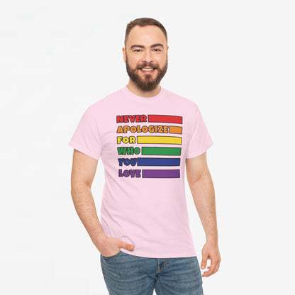 Gay Pride T-shirt - Never Apologize For Who You Love - Oversized #16