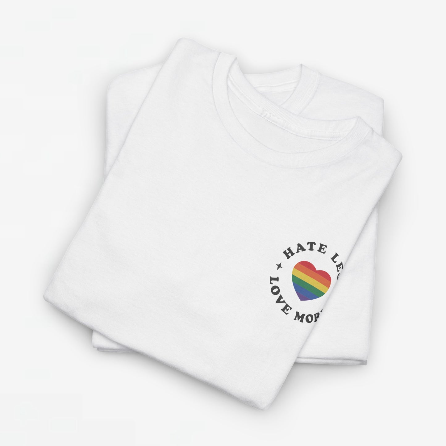 Gay Pride T-shirt - Hate Less Love More - Back Print - Oversized #13