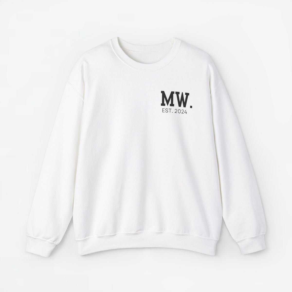 Witte sweater met opdruk MW. EST 2024