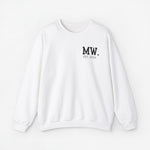 Witte sweater met opdruk MW. EST 2024