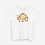 Oversized witte t-shirt met Groovy Mama regenboog- en bloemprint op de borst