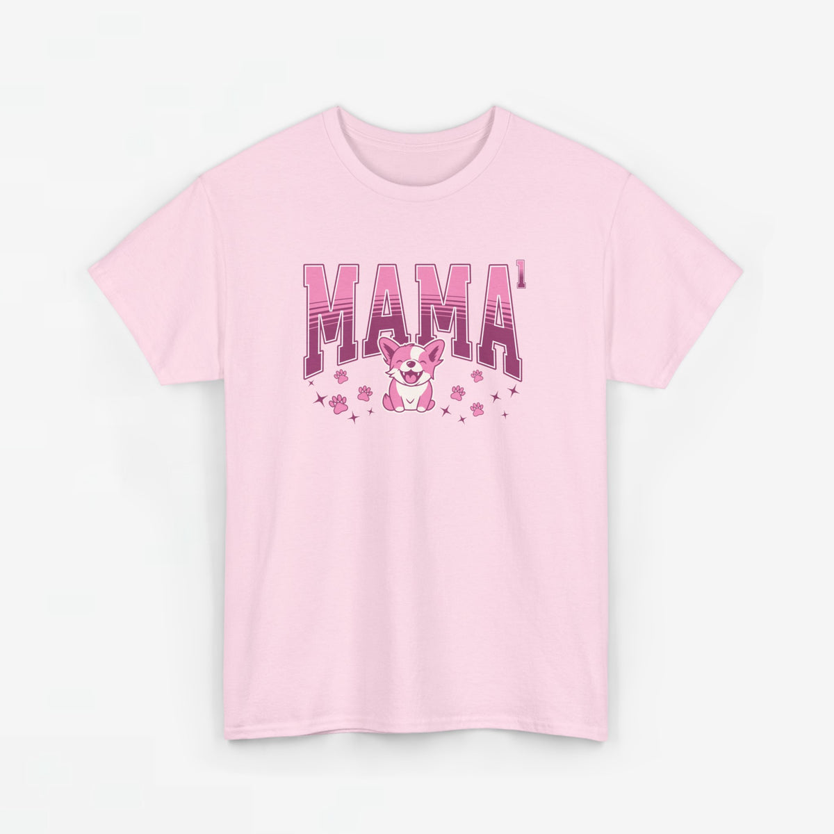 Roze T-shirt met “MAMA”-print op de borst, ronde hals en korte mouwen