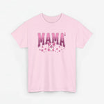 Roze T-shirt met “MAMA”-print op de borst, ronde hals en korte mouwen