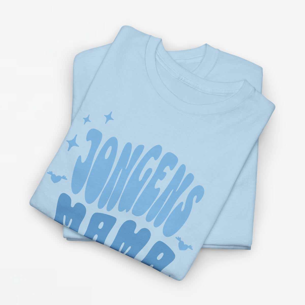 Lichtblauw oversized jongens-T-shirt met opdruk 'JONGENS MAMA' en sterren