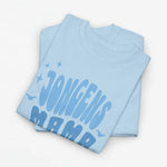 Lichtblauw oversized jongens-T-shirt met opdruk 'JONGENS MAMA' en sterren