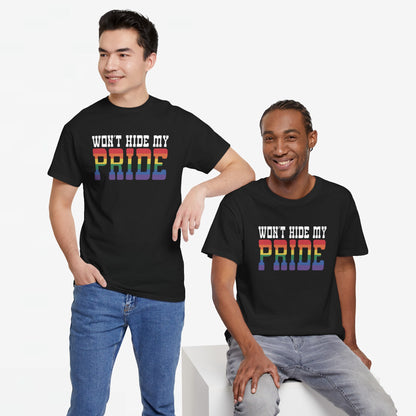 Gay Pride T-shirt - Won't Hide My Pride (witte tekst) - Oversized #26