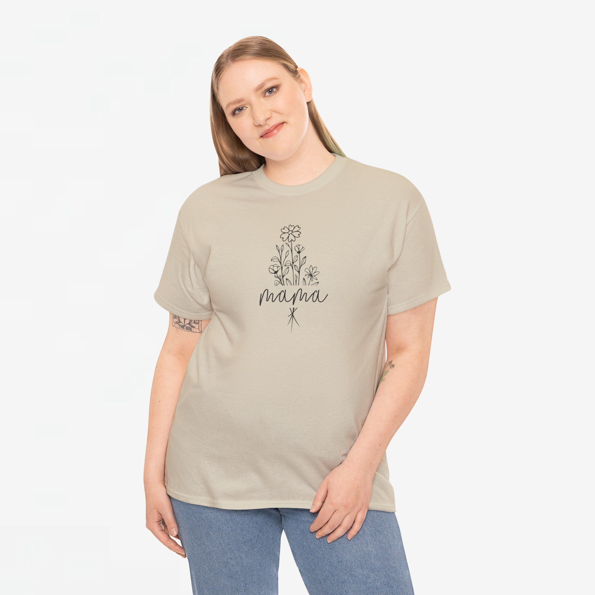 Moederdag Mama Cadeau - T-shirt - Line Art Bloem - Oversized - #23