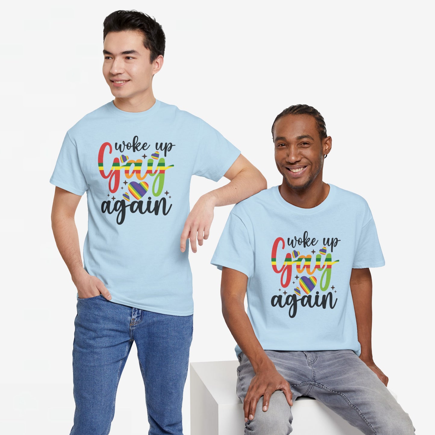 Gay Pride T-shirt - Woke Up Gay Again - Oversized #6