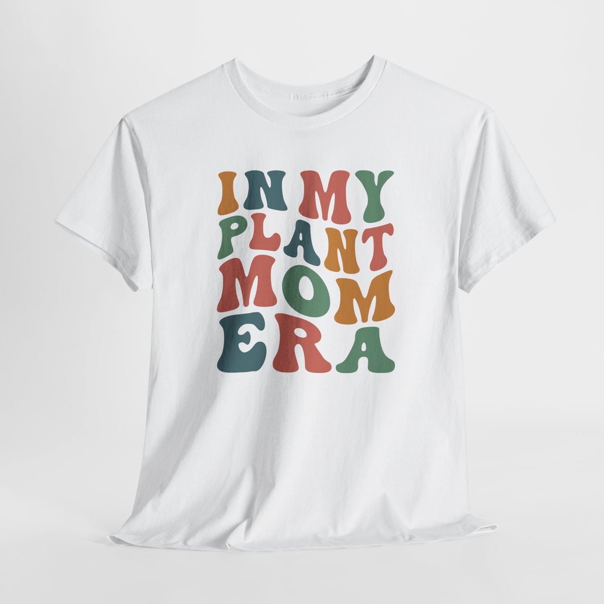 Witte oversized t-shirt met kleurrijke letters In My Plant Mom Era voorop