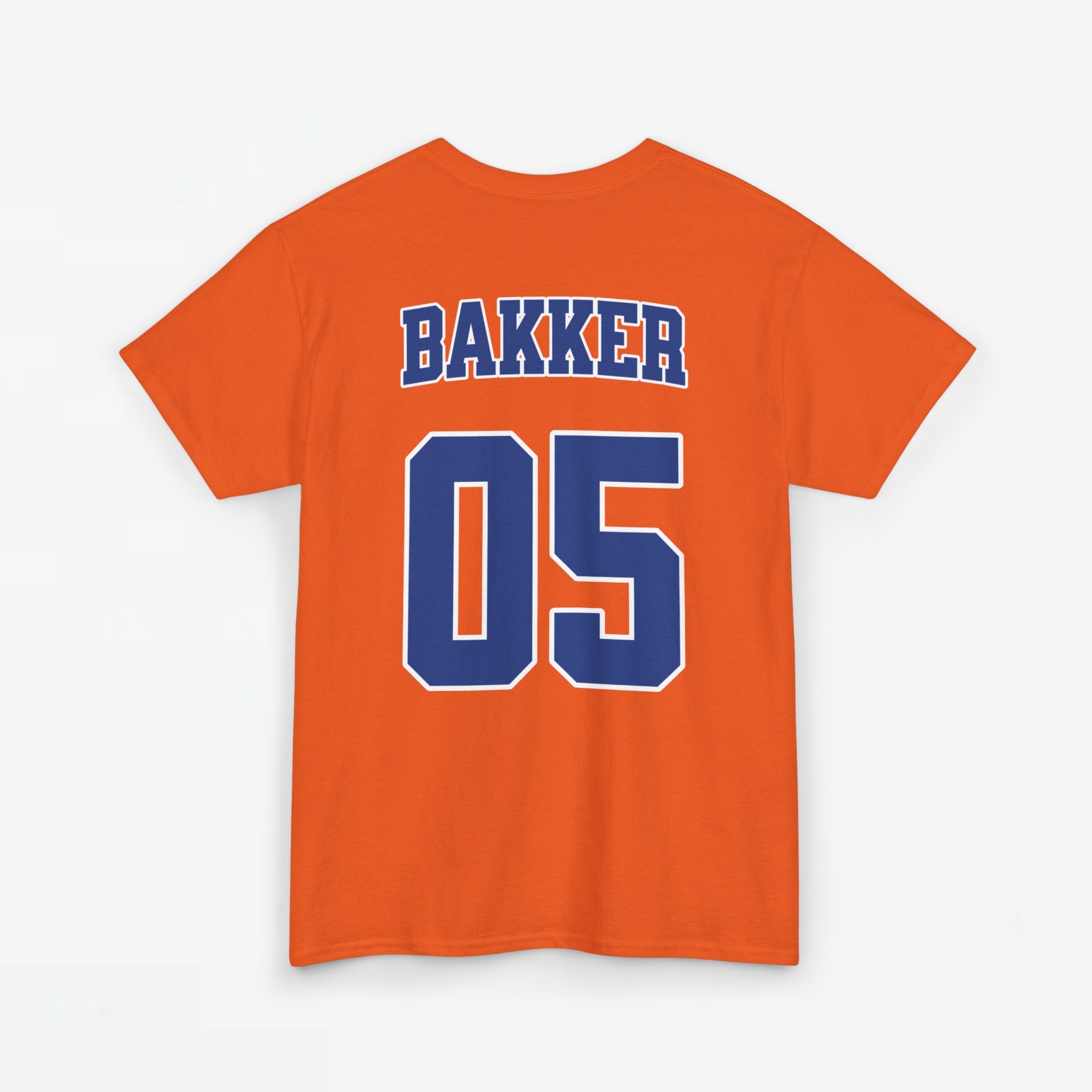 Oranje T-shirt voor EK, WK en Koningsdag - Personaliseer met Naam & Rugnummer - HOLLAND met Leeuw (blauwe tekst)