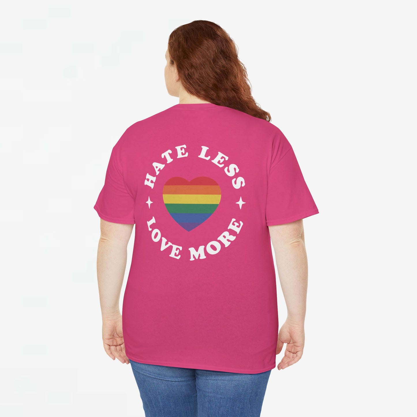 Gay Pride T-shirt - Hate Less Love More - Back Print - Oversized #14