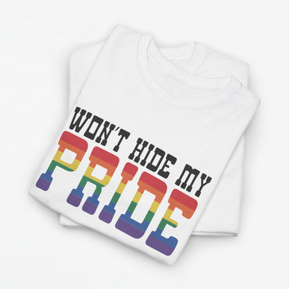 Gay Pride T-shirt - Won't Hide My Pride (zwarte tekst) - Oversized #27