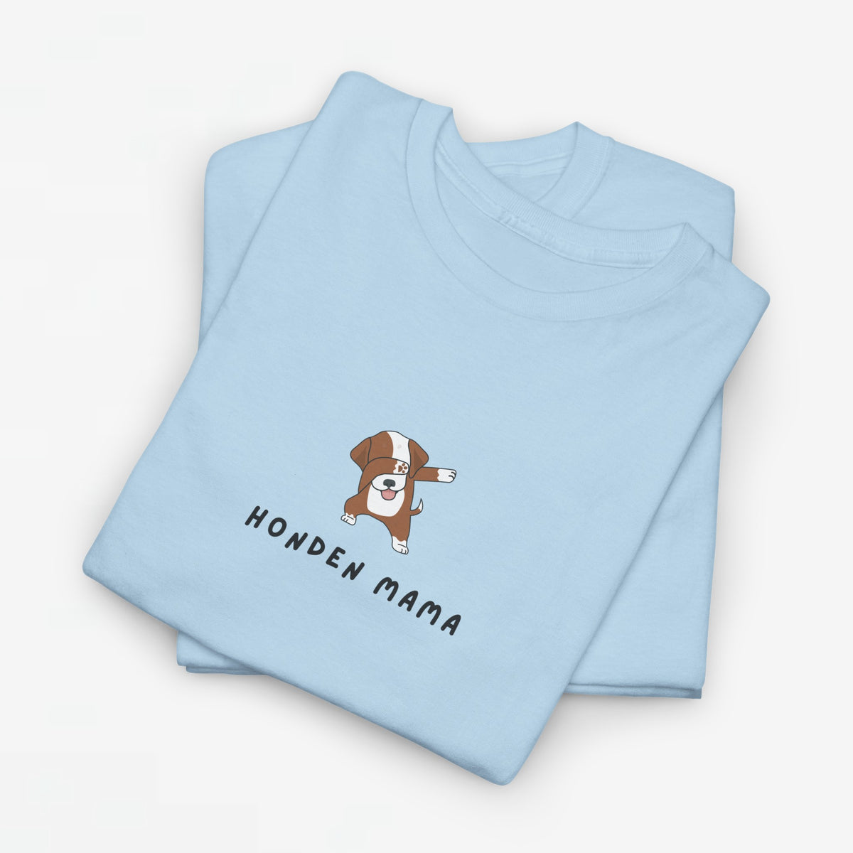 Oversized T-shirt lichtblauw met print van hondemama en tekst "HONDEN MAMA"