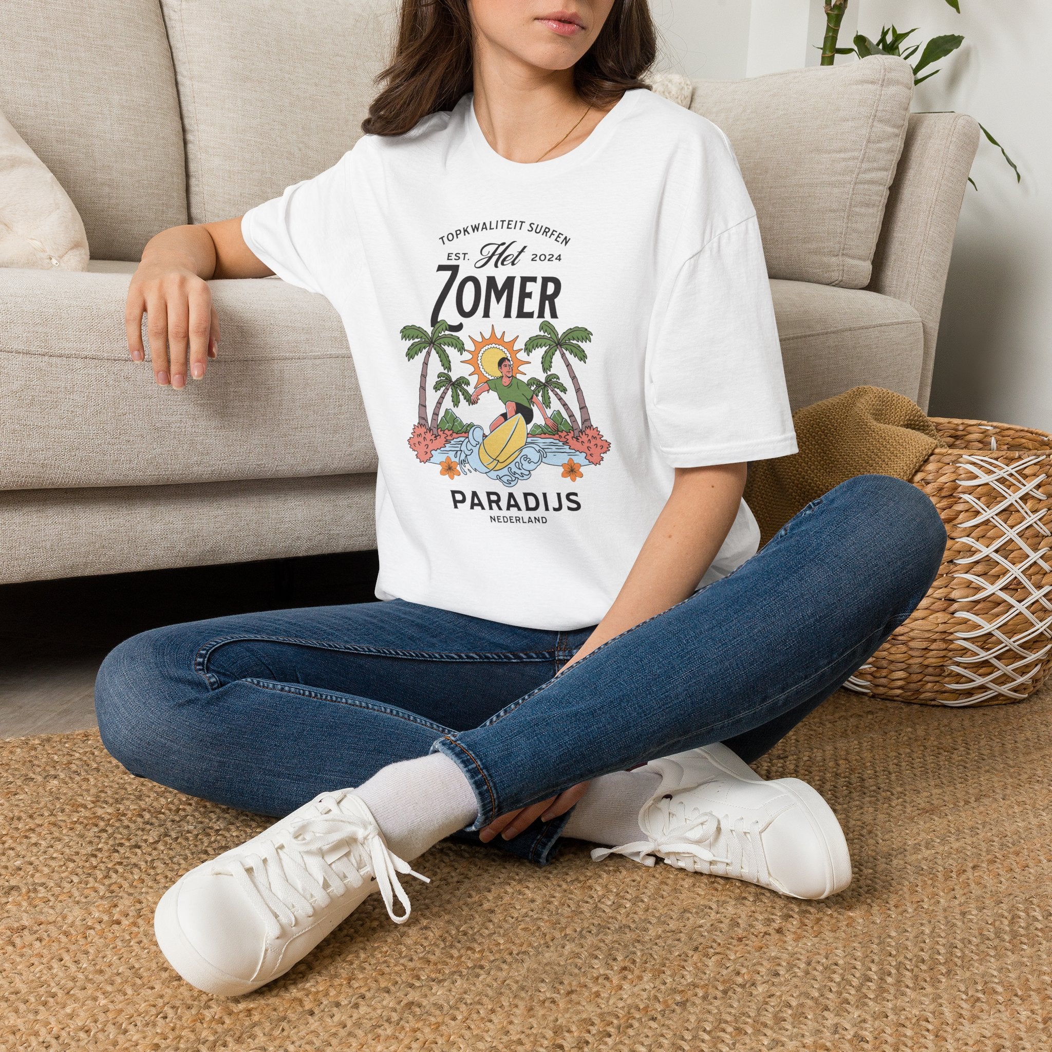 Dames Zomer T-shirt met print - Surfen Nederland | SkrrtShirt