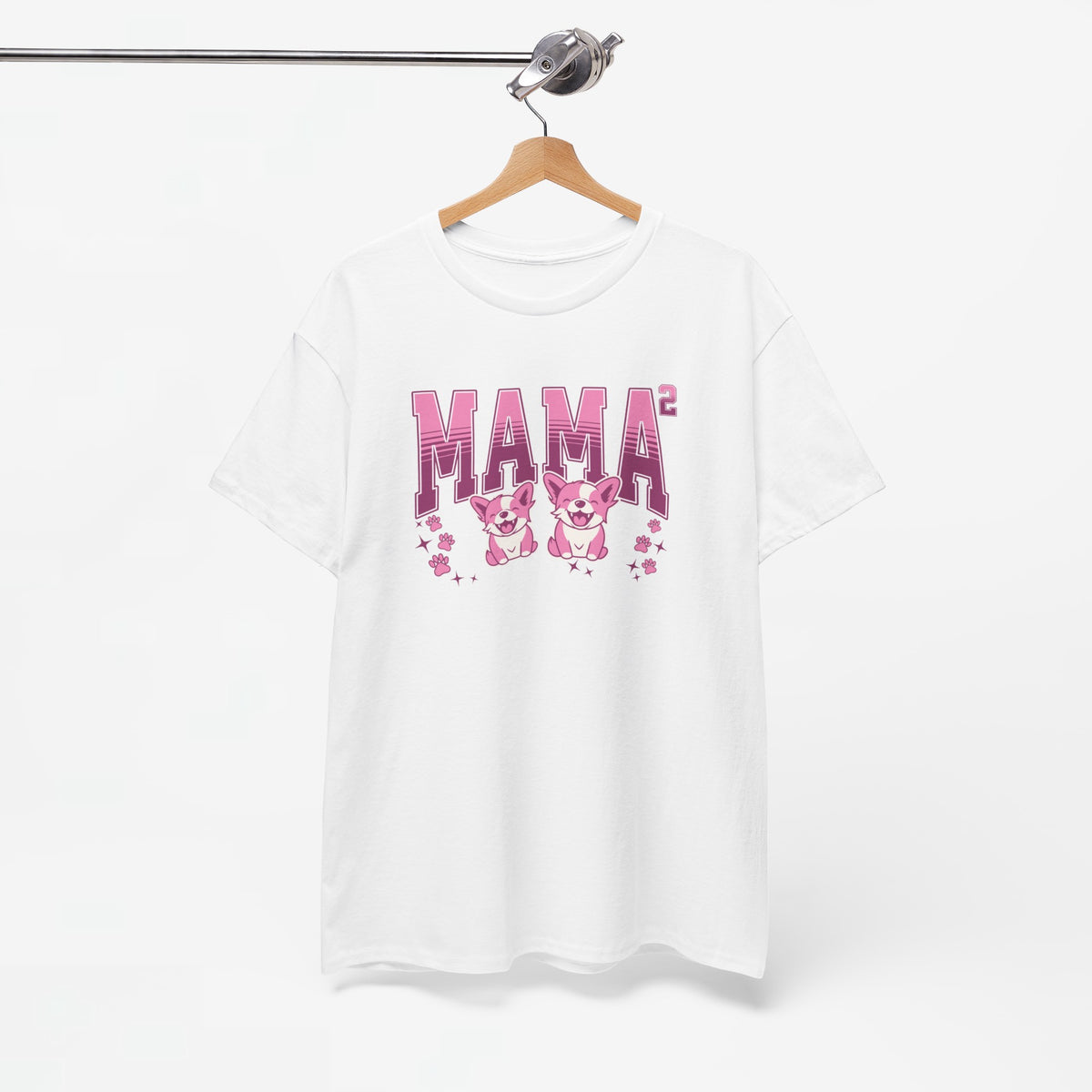 Wit oversized t-shirt met 'MAMA' opdruk in roze en paarse letters