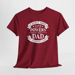 Bordeauxrode oversized T-shirt met witte tekstprint “superpowers” en “dad”