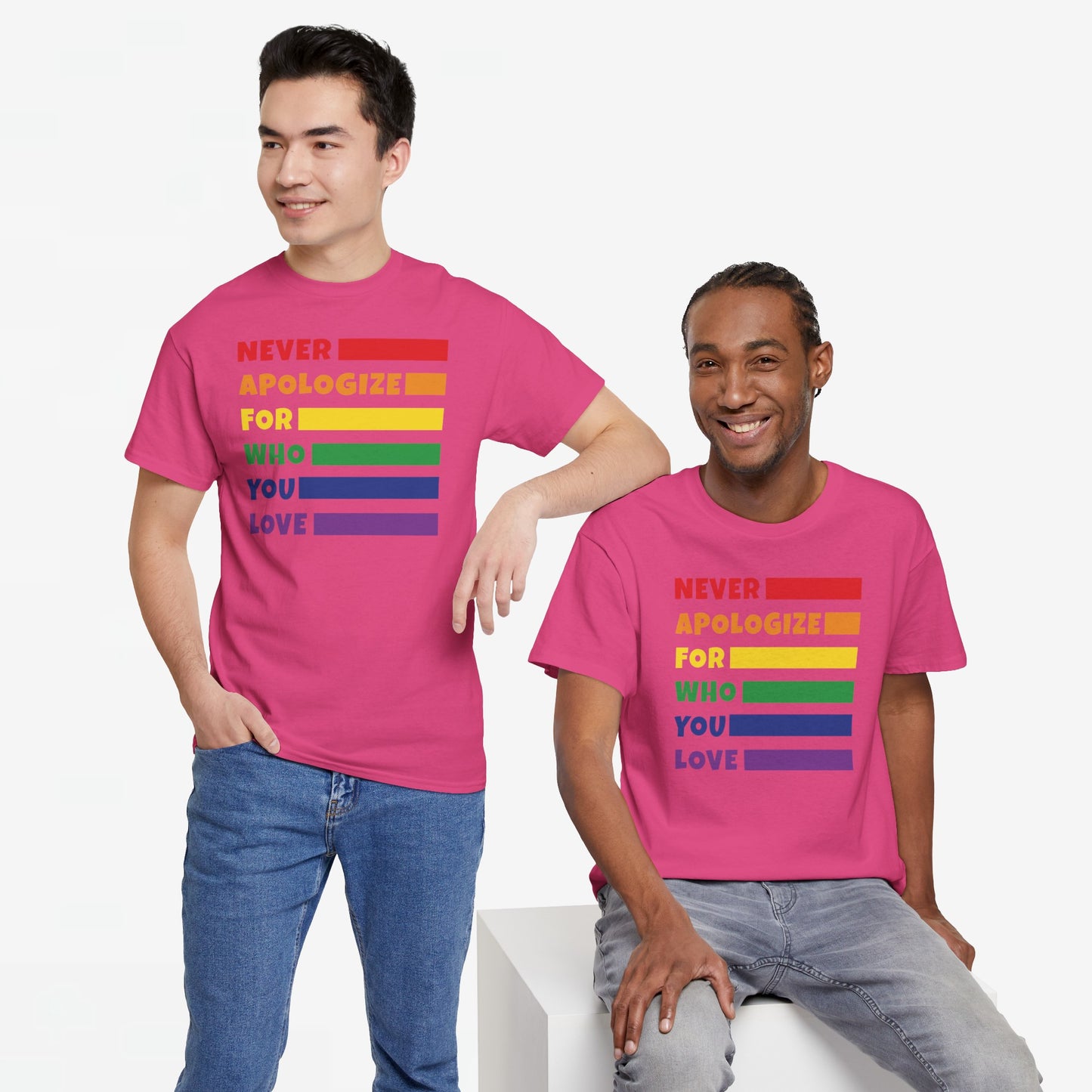 Gay Pride T-shirt - Never Apologize For Who You Love - Oversized #15