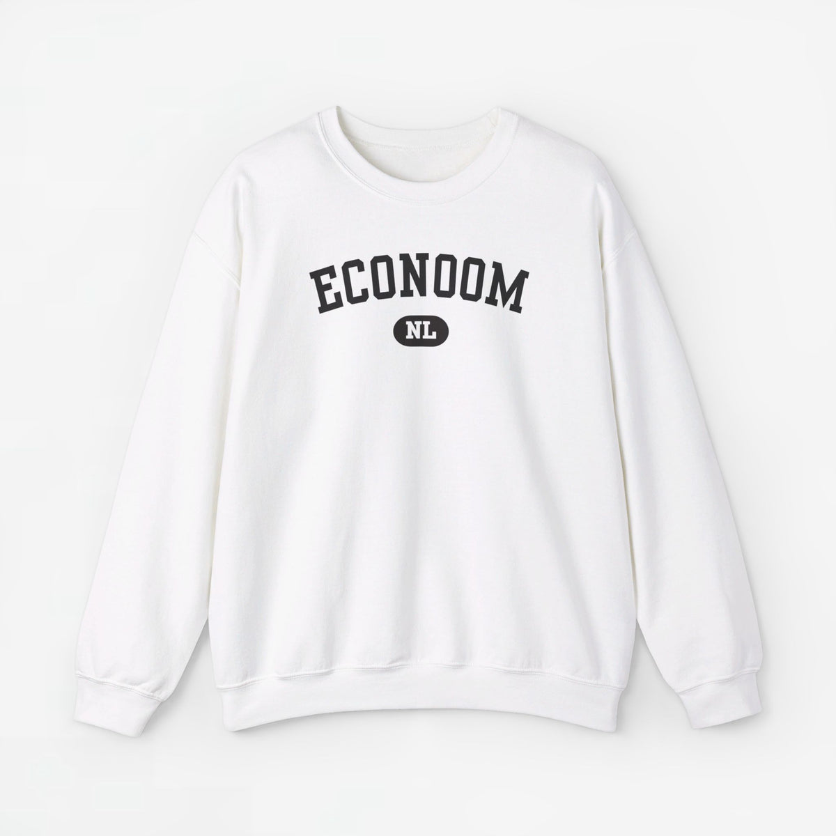 Witte trui met ronde hals en borsttekstprint, lange mouwen
